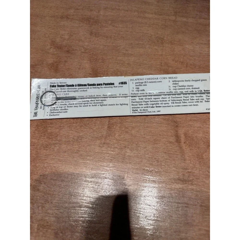 1997 Pampered Chef Cake Tester #1635 Stainless Steel Ring Grip 8” Retired